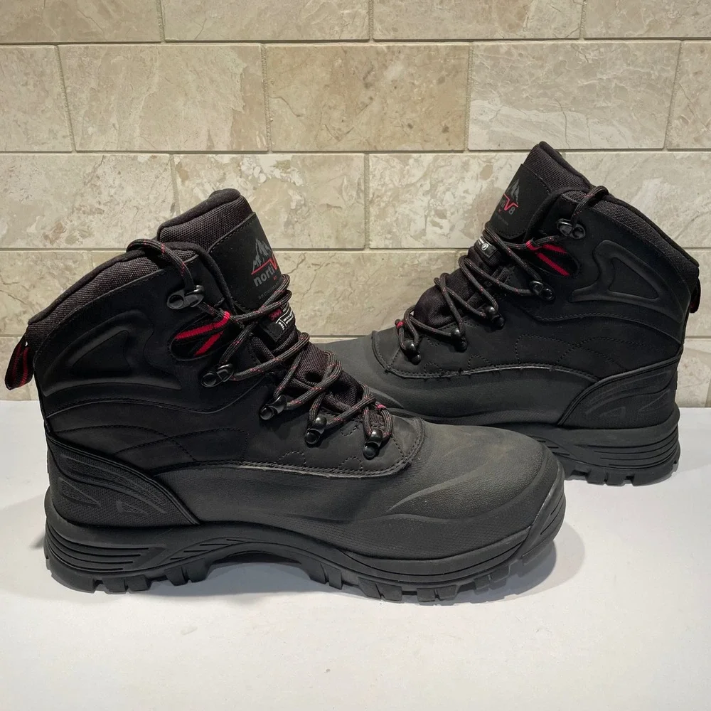 Nortiv8 Mens Waterproof Snow Boots 3M Thinsulate Insulated Black A0014 Size 13